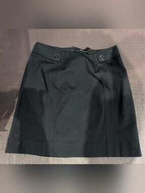 White House Black Market Black Mini A-Line Skirt with Button Accents
